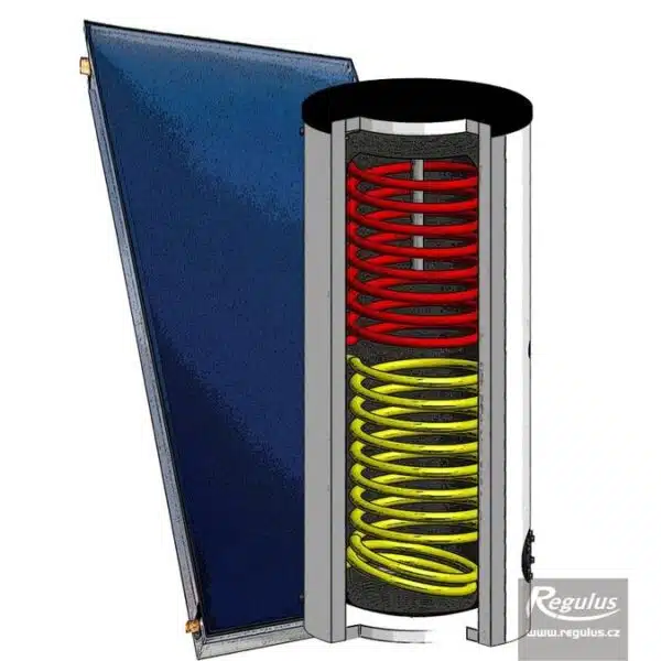 Solární systém pro ohřev vody Regulus SOL 300/2, zásobník 300 l se 2 výměníky, solární kolektory 2 ks, BEZ montáže